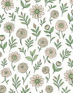 Whimsical Pink Floral Botanical Pattern Rug