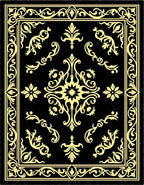 Elegant Black Gold Floral Rug