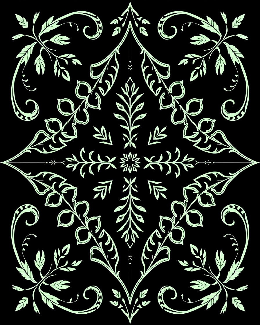 Elaborate Floral Scrollwork Design Rug