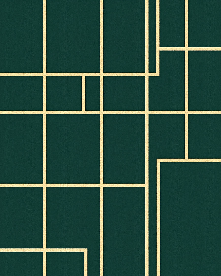 Minimalist Teal Geometric Grid Design Rug