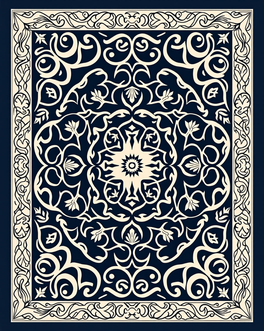 Intricate Floral Inlay Pattern Rug
