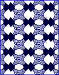Blue White Interlocking Geometric Pattern Rug