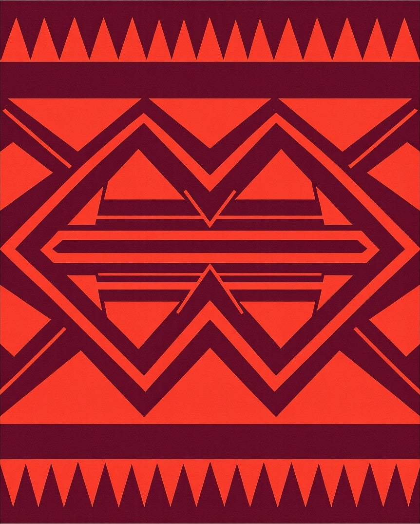 Bold Geometric Red Maroon Pattern Rug
