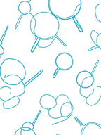 Teal Blob Cluster Line Art Rug