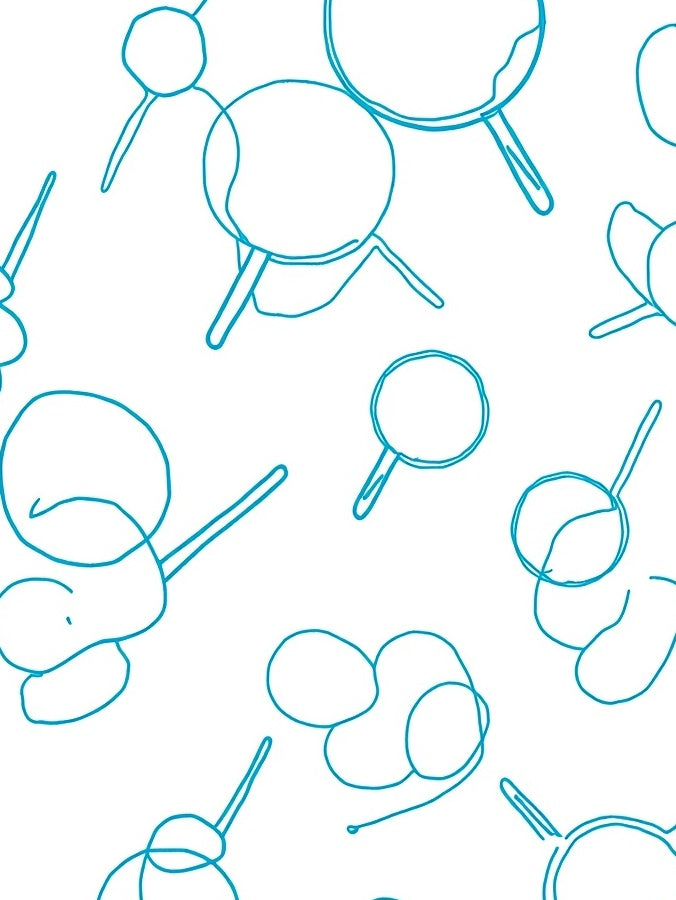 Teal Blob Cluster Line Art Rug