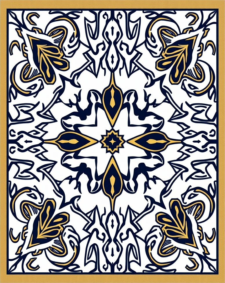 Navajo Inspired Floral Symmetry Rug