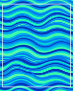 Wavy Blue Green Abstract Pattern Rug