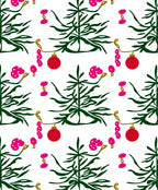 Festive Green Pine Trees Ornaments Rug