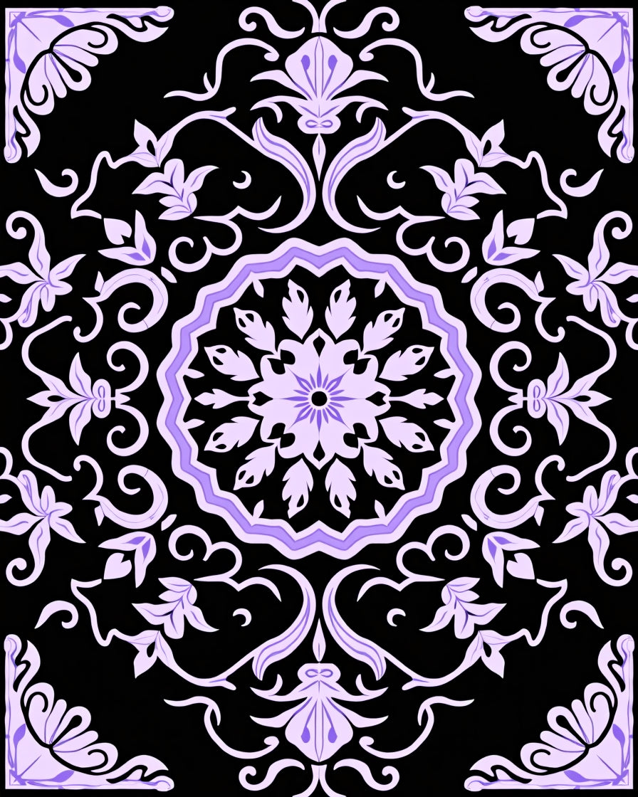 Floral Mandala Design with Lavender Accents Rug
