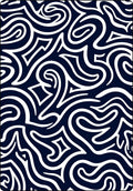 Navy White Abstract Swirl Pattern Rug