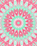 Vibrant Pink Teal Radial Floral Pattern Rug