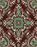 Ornate Floral Swirl Cream Teal Rug