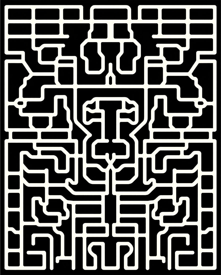 Bold Abstract Geometric Maze Design Rug