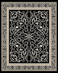 Ornate Black Cream Scrollwork Design Rug