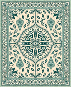 Elegant Teal Floral Medallion Pattern Rug