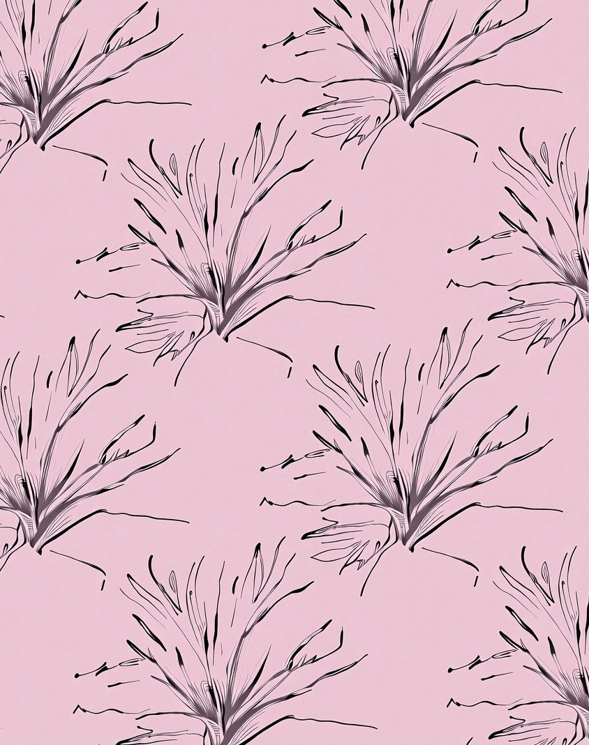 Delicate Sketchy Floral Pink Pattern Rug