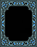 Intricate Floral Border With Blue Accents Rug