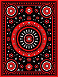 Bold Red Floral Mandala Pattern Rug