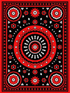 Bold Red Floral Mandala Pattern Rug