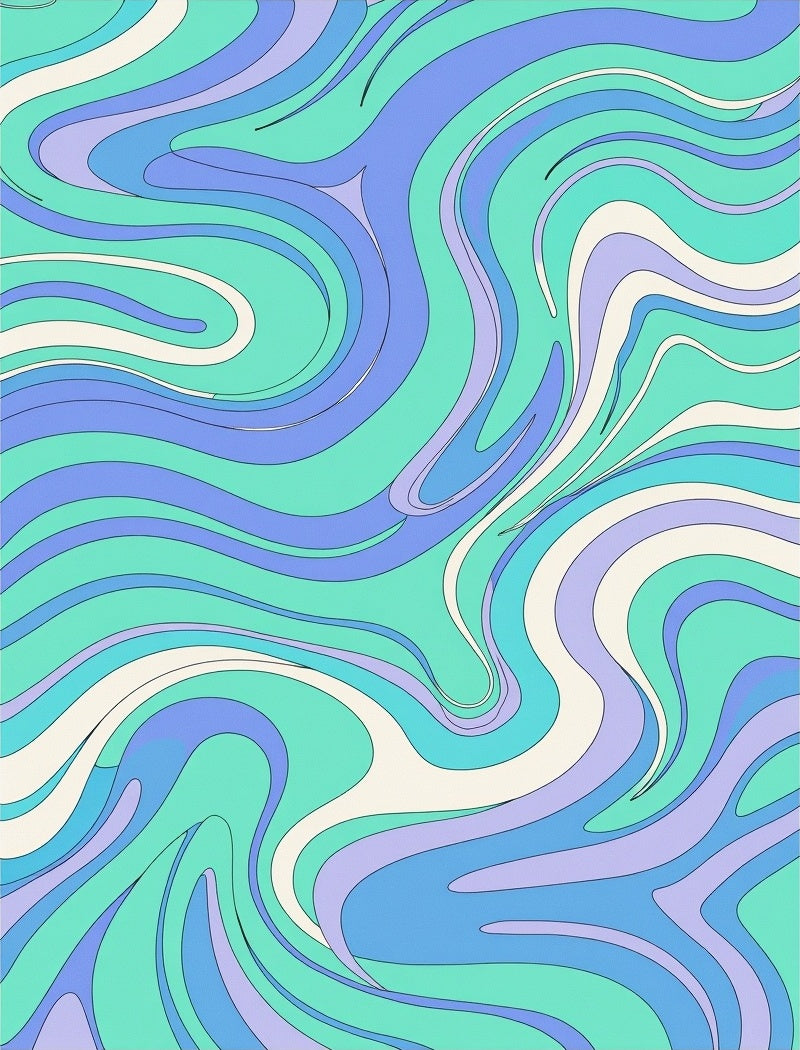 Swirling Aqua Lavender Abstract Design Rug