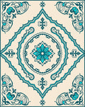 Teal Floral Medallion Traditional Pattern Rug
