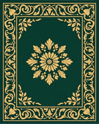 Elegant Gold Floral Border Design Rug