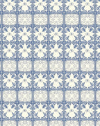 Blue Cream Classic Tile Pattern Rug