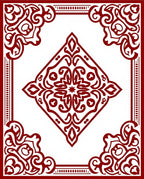 Ornate Red Floral Diamond Pattern Rug