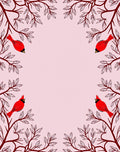 Crimson Cardinal Branch Border Rug