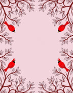 Crimson Cardinal Branch Border Rug