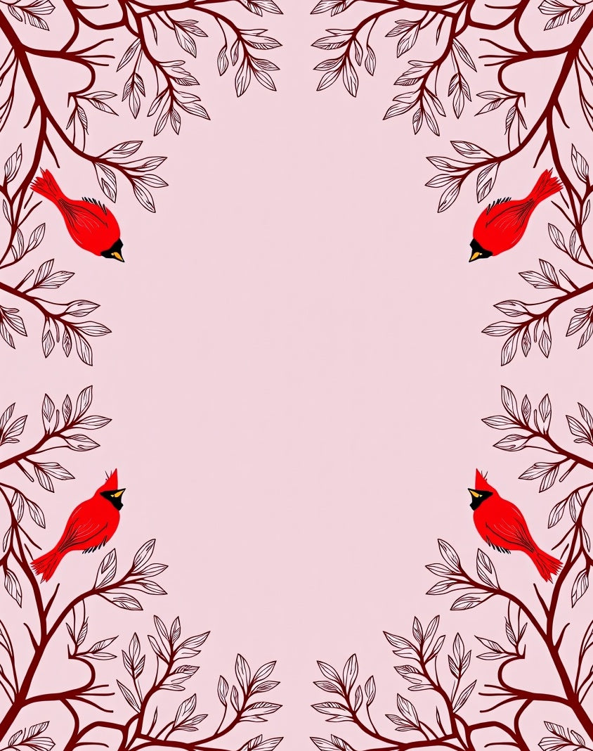 Crimson Cardinal Branch Border Rug