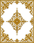 Ornate Gold Floral Scrollwork Rug