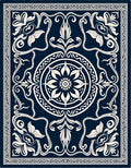 Vintage Scroll Floral Medallion Design Rug