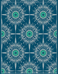 Abstract Starburst Teal White Pattern Rug