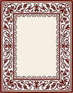 Elegant Cream and Burgundy Floral Border Rug