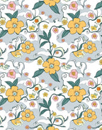 Whimsical Daisy Vine Floral Pattern Rug