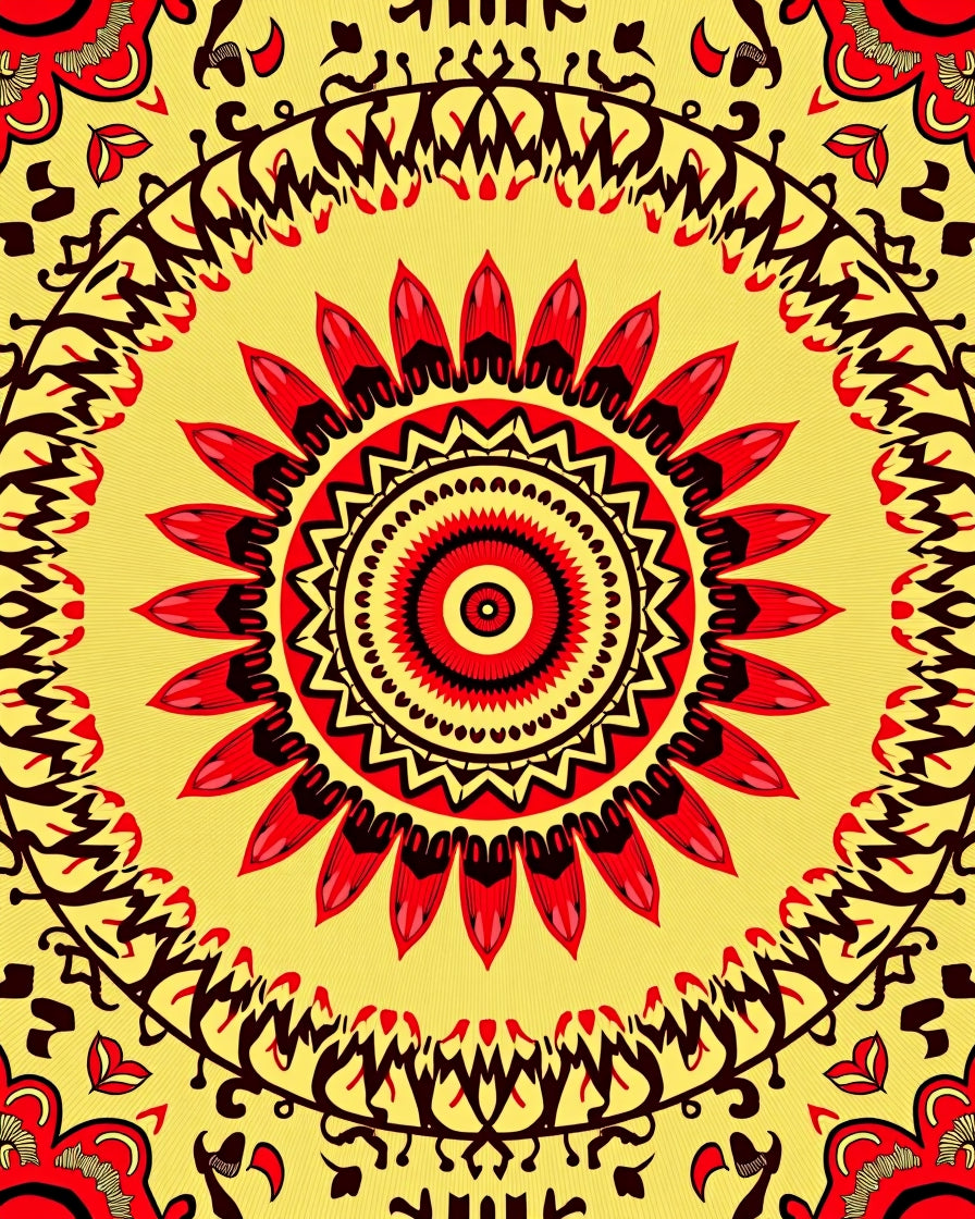 Bold Sunburst Mandala Pattern Rug