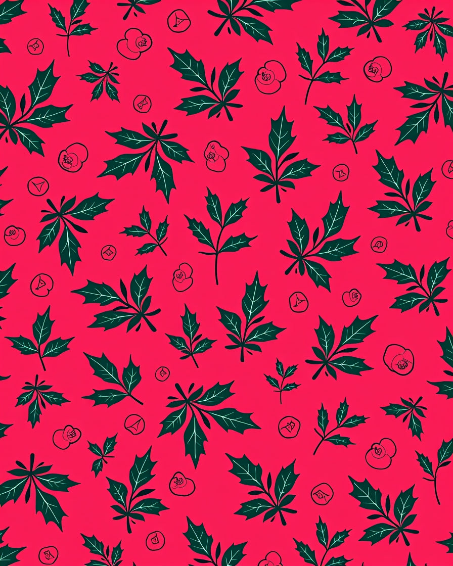 Crimson Holly Leaf Scatter Rug