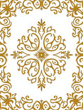 Gold Damask Floral Swirl Scroll Art Rug