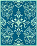Intricate Teal Lace Floral Pattern Rug