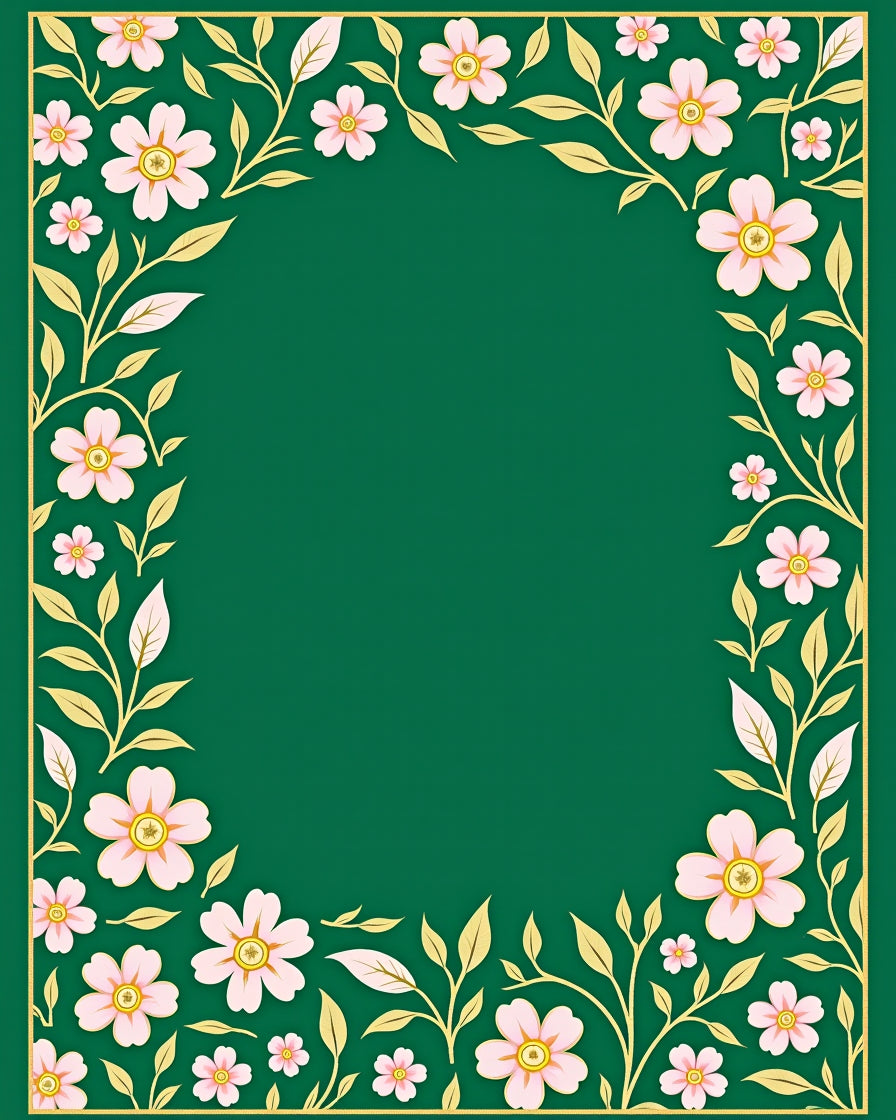 Floral Vine With Pink Blossoms Design Rug