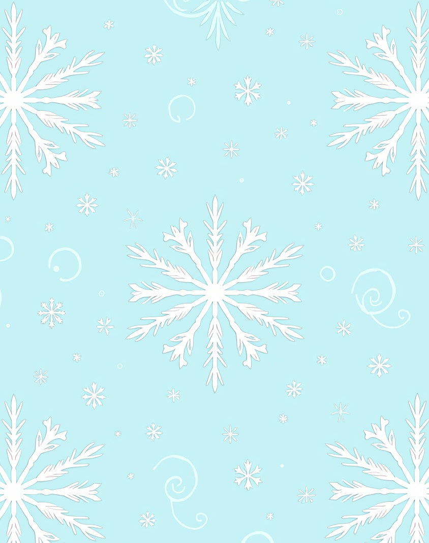 Light Blue White Snowflakes Swirls Rug