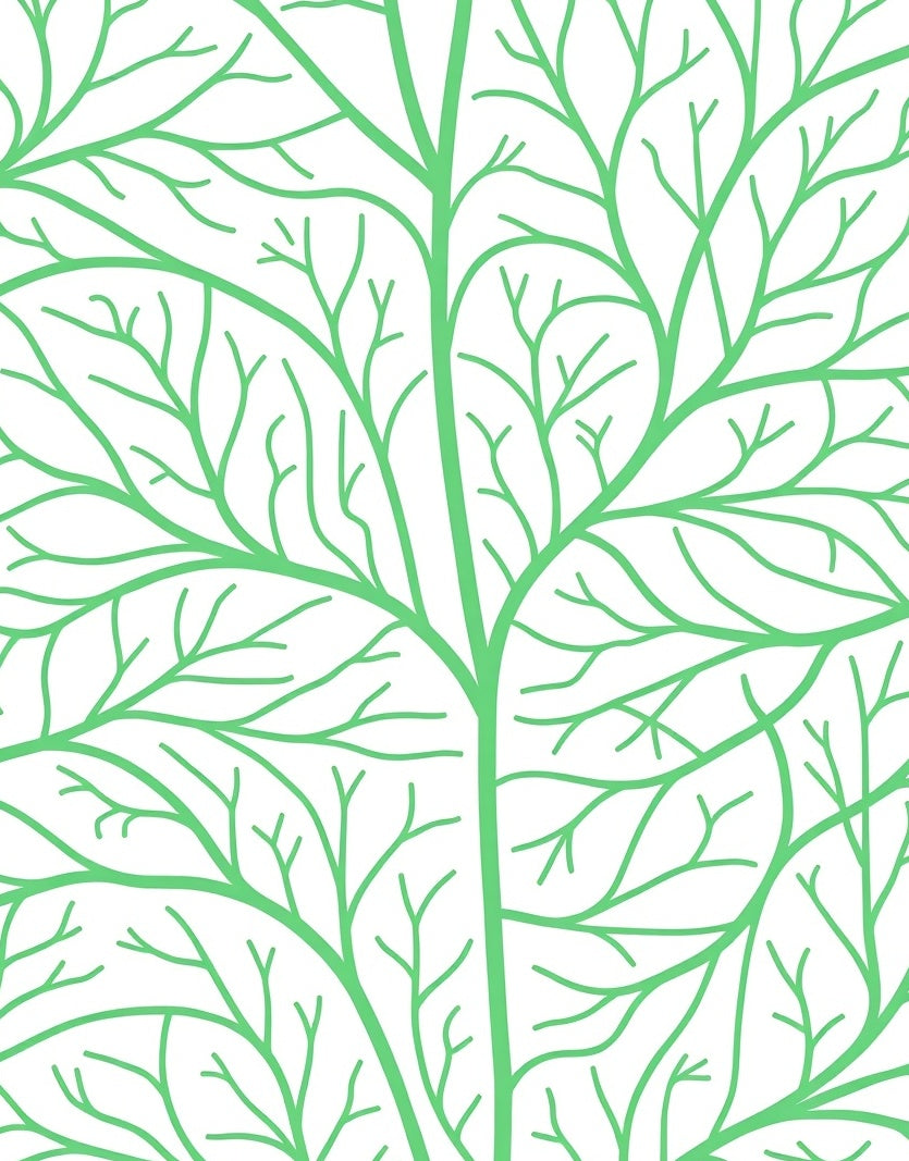 Bright Mint Branches on White Rug