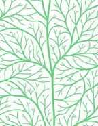 Bright Mint Branches on White Rug