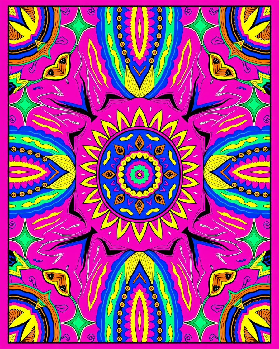 Vibrant Boho Mandala Abstract Design Rug