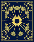 Art Deco Sunburst Floral Scroll Rug