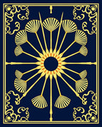 Art Deco Sunburst Floral Scroll Rug
