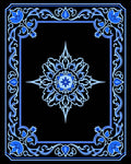 Intricate Blue Floral Medallion Frame Design Rug