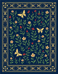 Elegant Floral Butterfly Patterned Rug