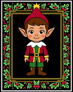 Festive Elf Holly Christmas Border Rug